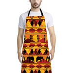 Sunset African Tribal Pattern Print Bib Apron With Pocket