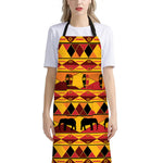 Sunset African Tribal Pattern Print Bib Apron With Pocket