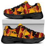 Sunset African Tribal Pattern Print Black Chunky Shoes