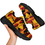 Sunset African Tribal Pattern Print Black Chunky Shoes