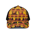 Sunset African Tribal Pattern Print Black Mesh Trucker Cap