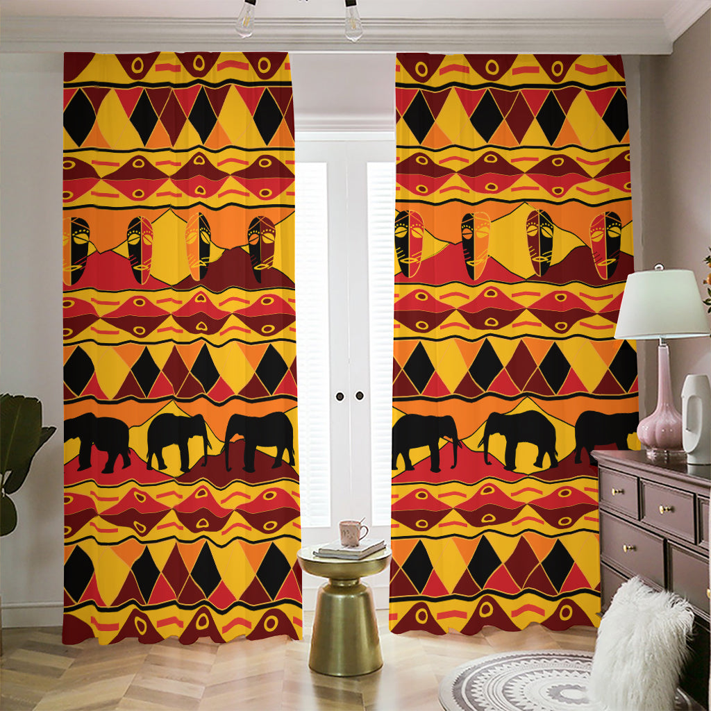 Sunset African Tribal Pattern Print Blackout Pencil Pleat Curtains