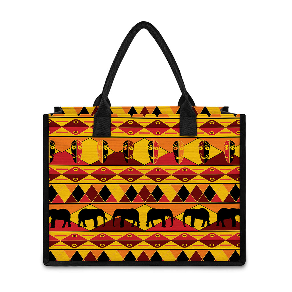 Sunset African Tribal Pattern Print Canvas Tote Bag