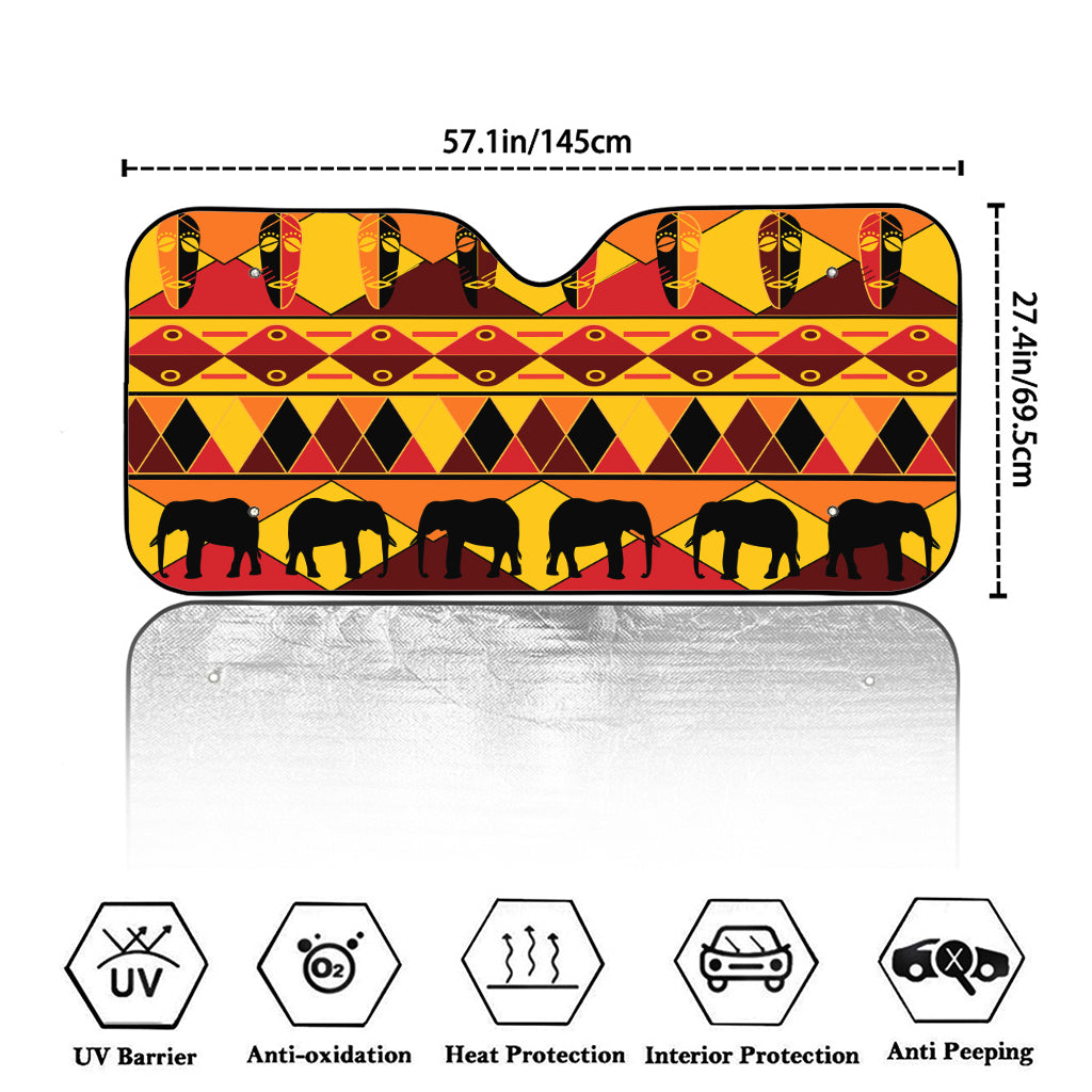 Sunset African Tribal Pattern Print Car Windshield Sun Shade