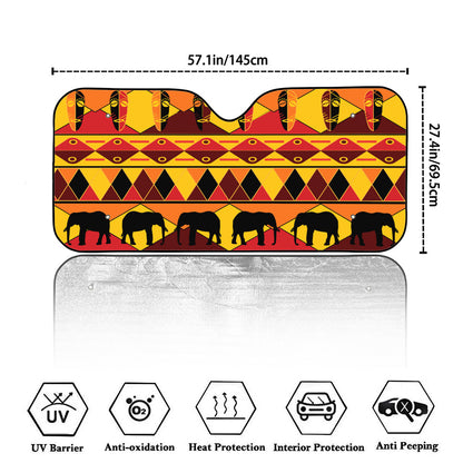 Sunset African Tribal Pattern Print Car Windshield Sun Shade