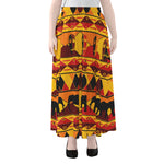 Sunset African Tribal Pattern Print Chiffon Maxi Skirt