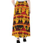 Sunset African Tribal Pattern Print Chiffon Maxi Skirt