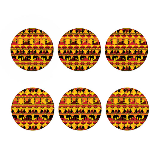 Sunset African Tribal Pattern Print Coaster Set