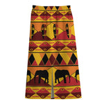 Sunset African Tribal Pattern Print Cotton Front Slit Maxi Skirt