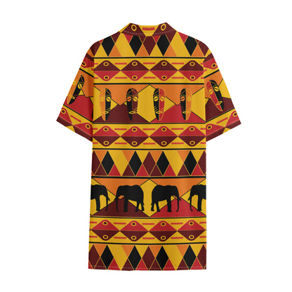 Sunset African Tribal Pattern Print Cotton Hawaiian Shirt