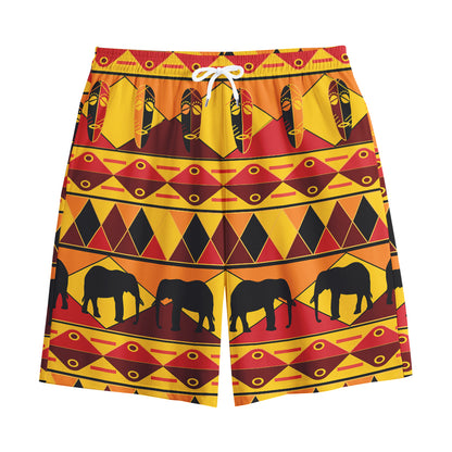 Sunset African Tribal Pattern Print Cotton Shorts