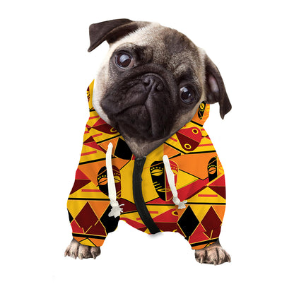 Sunset African Tribal Pattern Print Dog Zip Up Hoodie
