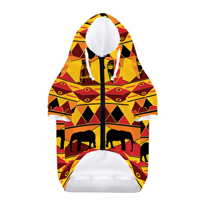 Sunset African Tribal Pattern Print Dog Zip Up Hoodie
