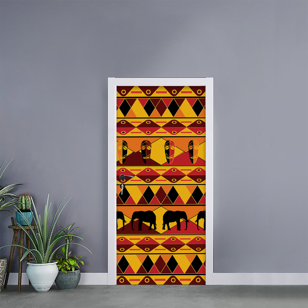 Sunset African Tribal Pattern Print Door Sticker