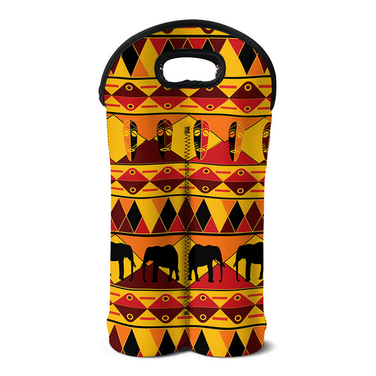 Sunset African Tribal Pattern Print Double Neoprene Wine Tote