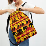 Sunset African Tribal Pattern Print Drawstring Backpack