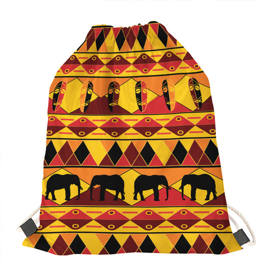 Sunset African Tribal Pattern Print Drawstring Bag