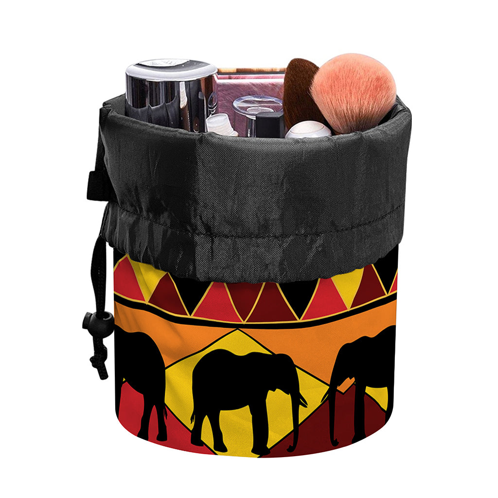 Sunset African Tribal Pattern Print Drawstring Makeup Bag