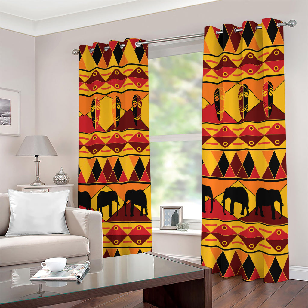 Sunset African Tribal Pattern Print Extra Wide Grommet Curtains