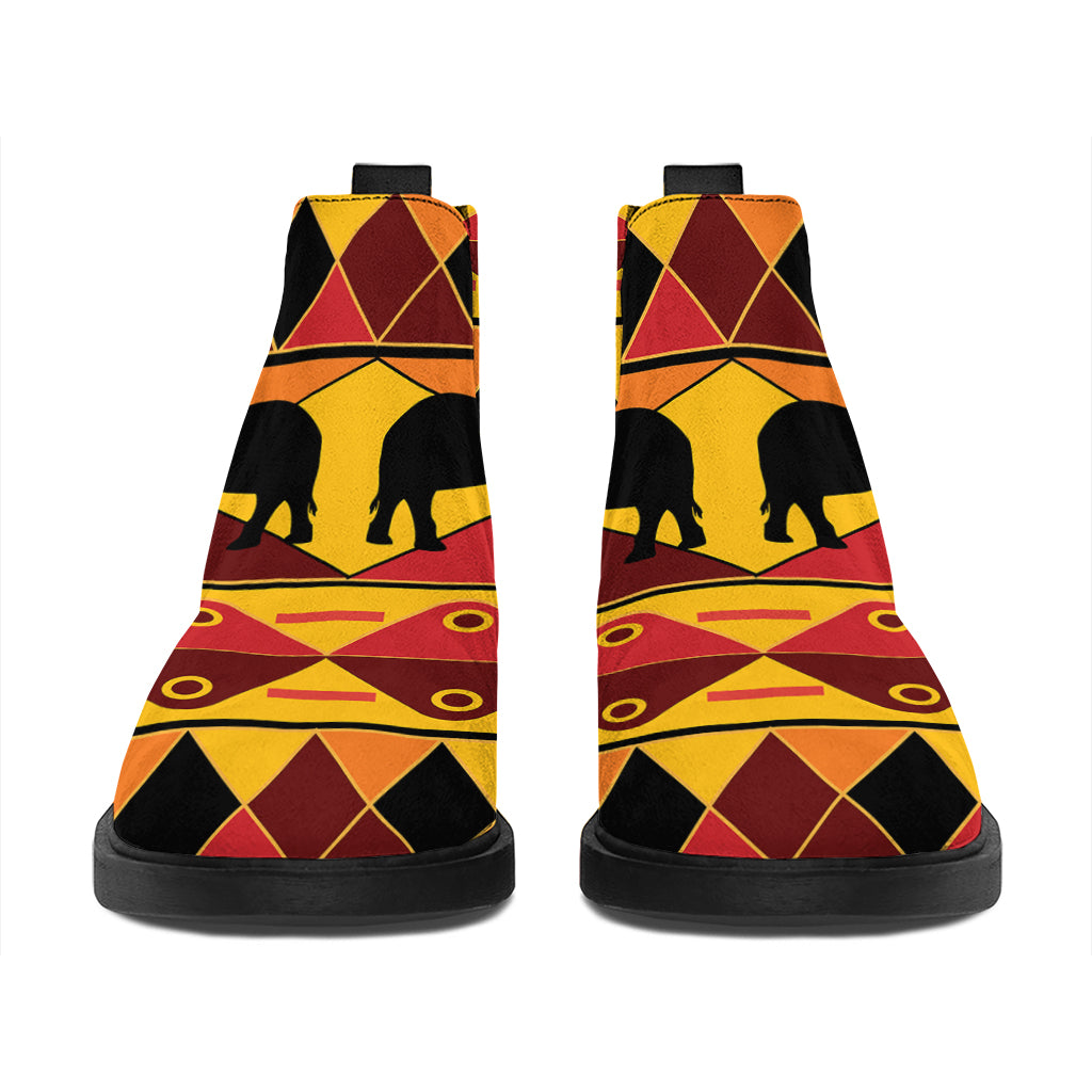 Sunset African Tribal Pattern Print Flat Ankle Boots