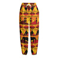 Sunset African Tribal Pattern Print Fleece Lined Knit Pants