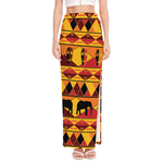 Sunset African Tribal Pattern Print High Slit Maxi Skirt
