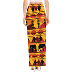 Sunset African Tribal Pattern Print High Slit Maxi Skirt