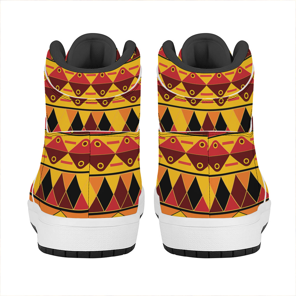 Sunset African Tribal Pattern Print High Top Leather Sneakers