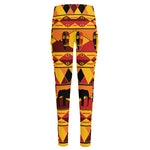 Sunset African Tribal Pattern Print High-Waisted Pocket Leggings