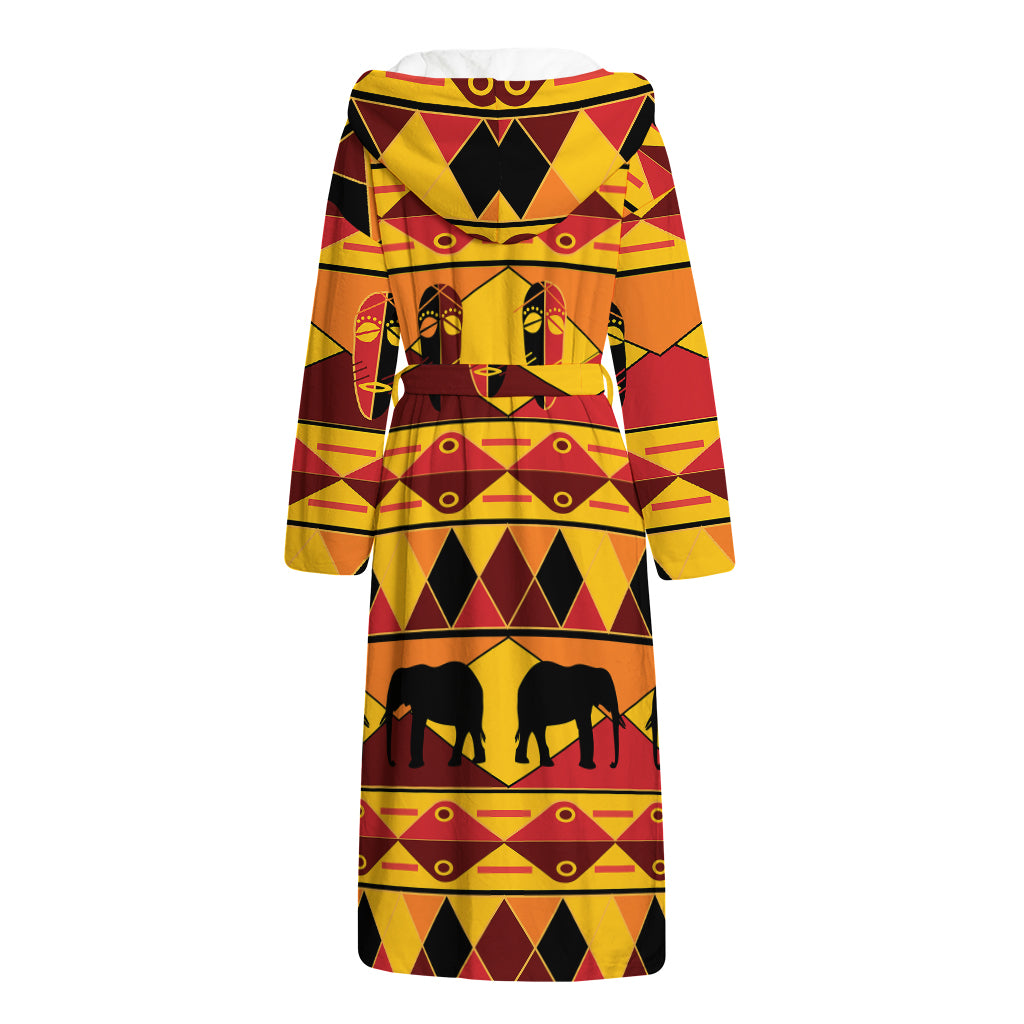 Sunset African Tribal Pattern Print Hooded Bathrobe