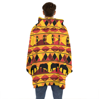 Sunset African Tribal Pattern Print Hoodie Blanket