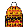 Sunset African Tribal Pattern Print Leather Backpack