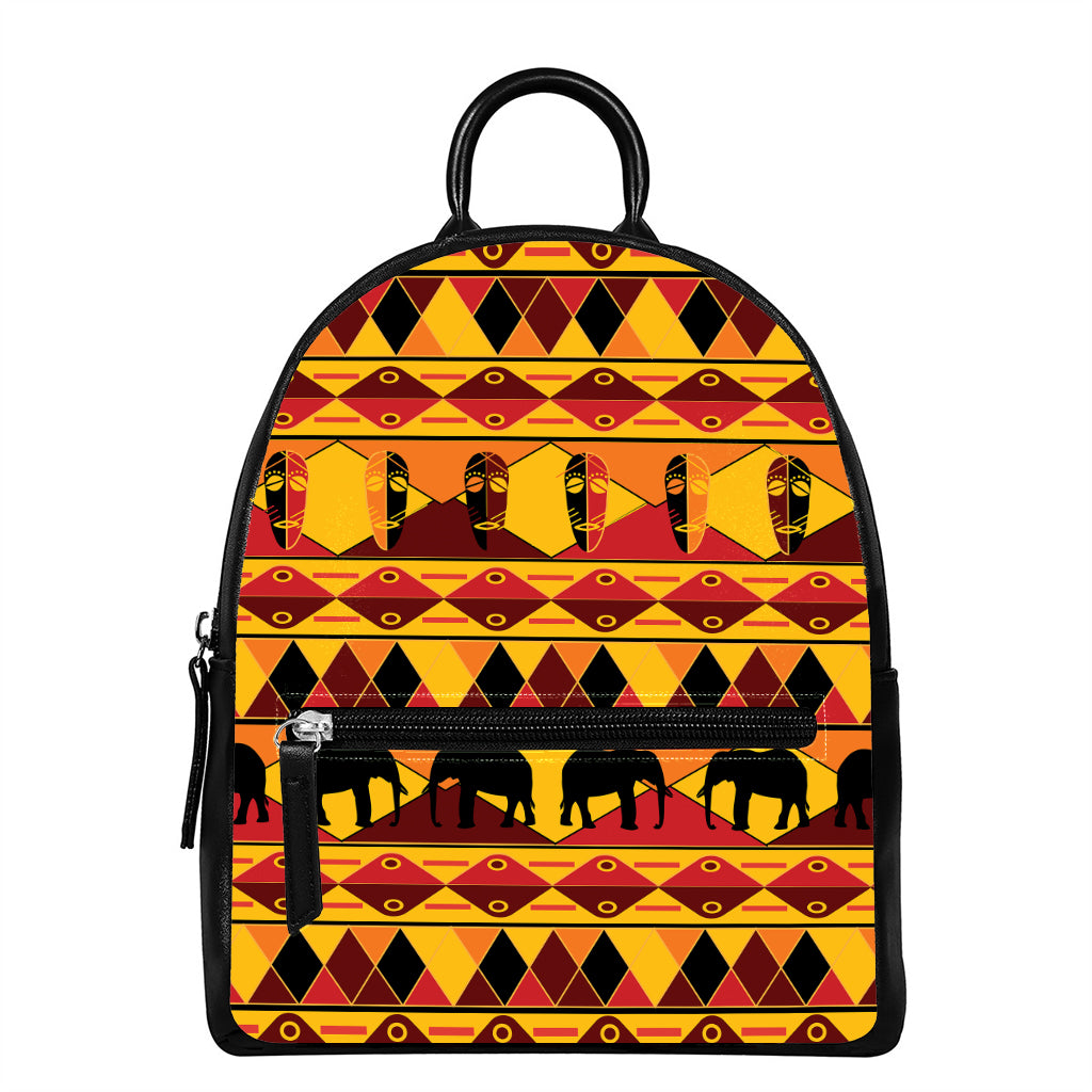 Sunset African Tribal Pattern Print Leather Backpack