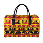 Sunset African Tribal Pattern Print Leather Duffle Bag