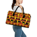 Sunset African Tribal Pattern Print Leather Duffle Bag