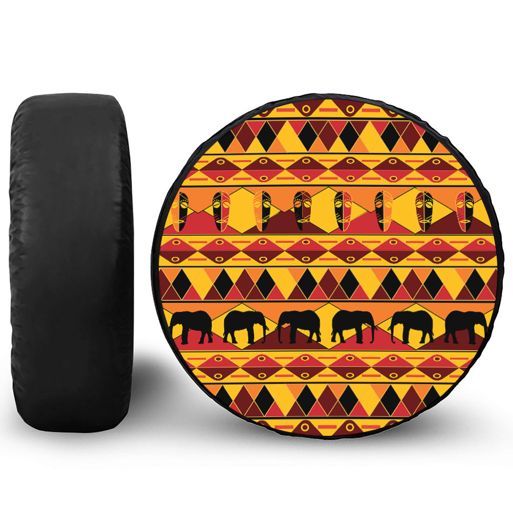 Sunset African Tribal Pattern Print Leather Spare Tire Cover