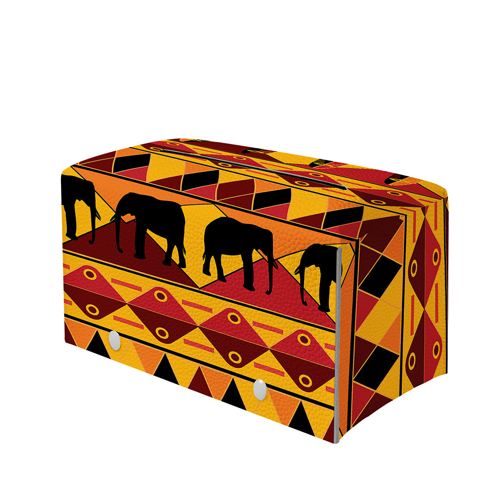 Sunset African Tribal Pattern Print Leather Tissue Box Cover