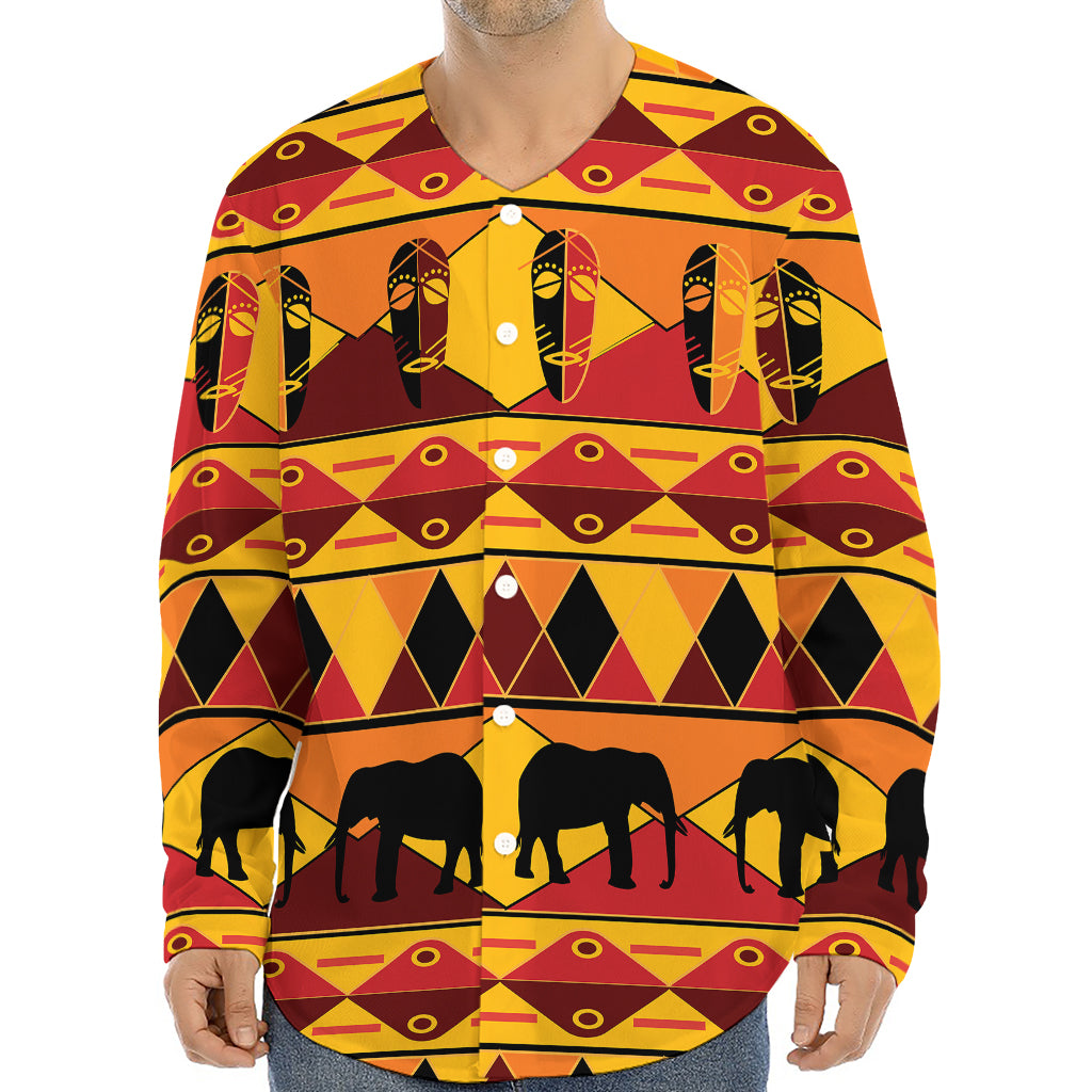 Sunset African Tribal Pattern Print Long Sleeve Baseball Jersey