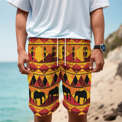 Sunset African Tribal Pattern Print Men's Cargo Shorts