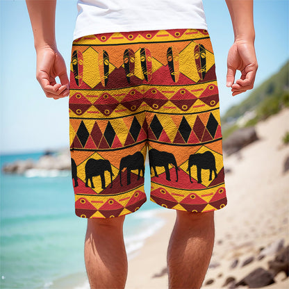 Sunset African Tribal Pattern Print Men's Cargo Shorts