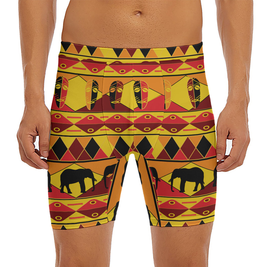 Sunset African Tribal Pattern Print Men's Long Boxer Briefs