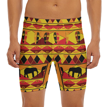 Sunset African Tribal Pattern Print Men's Long Boxer Briefs