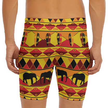 Sunset African Tribal Pattern Print Men's Long Boxer Briefs