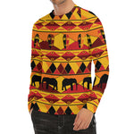 Sunset African Tribal Pattern Print Men's Long Sleeve Rash Guard