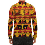 Sunset African Tribal Pattern Print Men's Long Sleeve Rash Guard