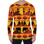 Sunset African Tribal Pattern Print Men's Long Sleeve T-Shirt