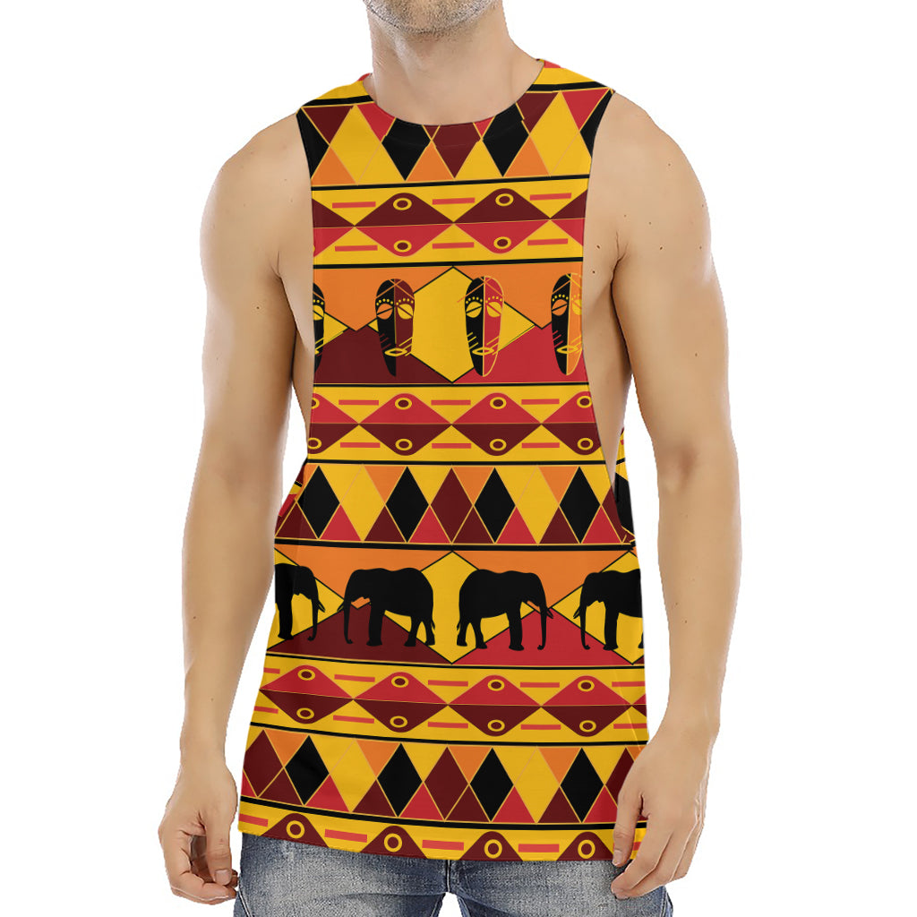 Sunset African Tribal Pattern Print Men's Muscle Tank Top