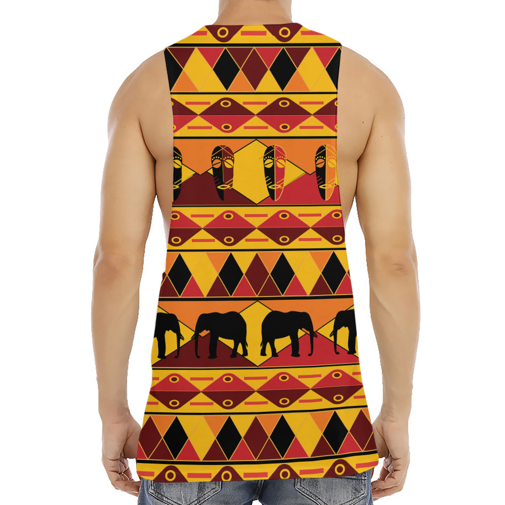 Sunset African Tribal Pattern Print Men's Muscle Tank Top