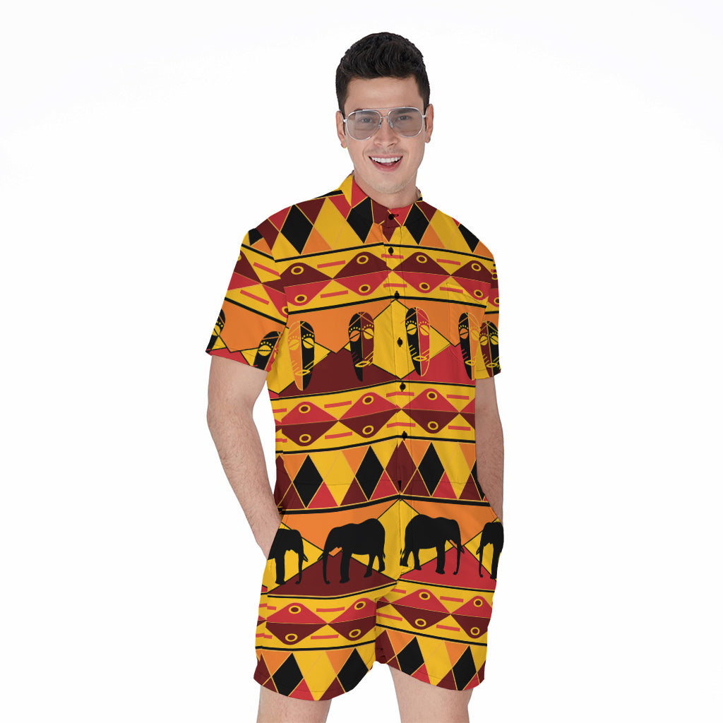 Sunset African Tribal Pattern Print Men's Rompers