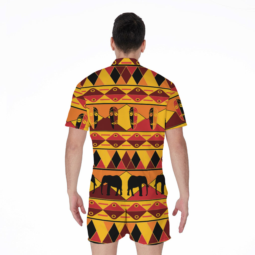 Sunset African Tribal Pattern Print Men's Rompers